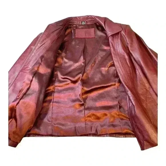 Vintage Jacqueline Ferrar burgundy Leather Jacket women’s Size S  Signs of wear - Picture 7 of 16